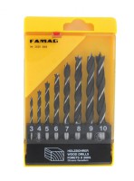 FAMAG Brad point drill BitCV steel, set of 8 pcs  3,4,5,6,7,8,9,10mm in plastic box, 3501508 £16.99